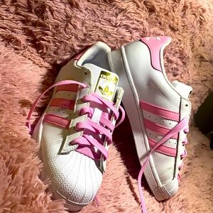 Adorable white and pink Adidas
